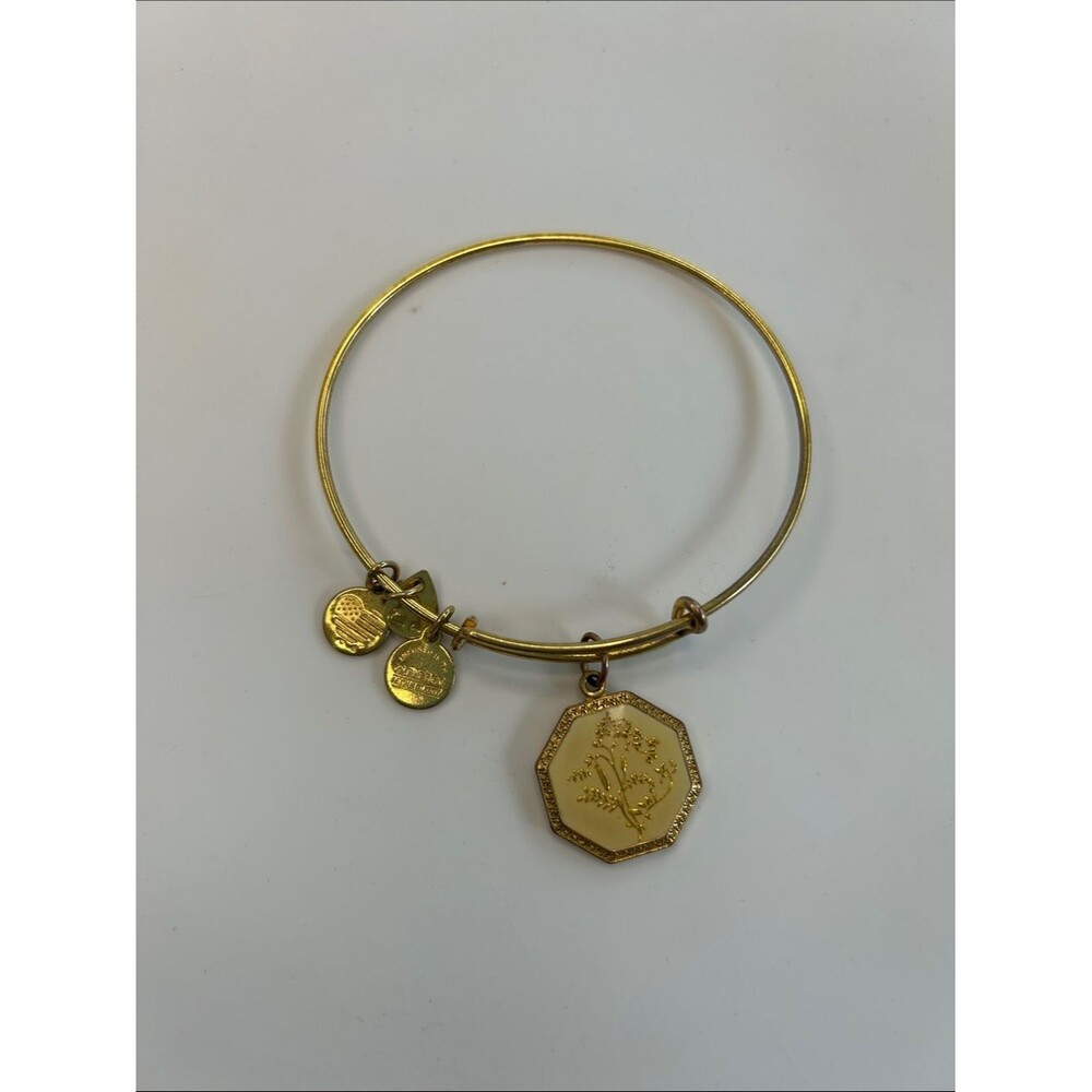 Alex and Ani Sweet Pea Gold Tone Expandable Charm Bracelet